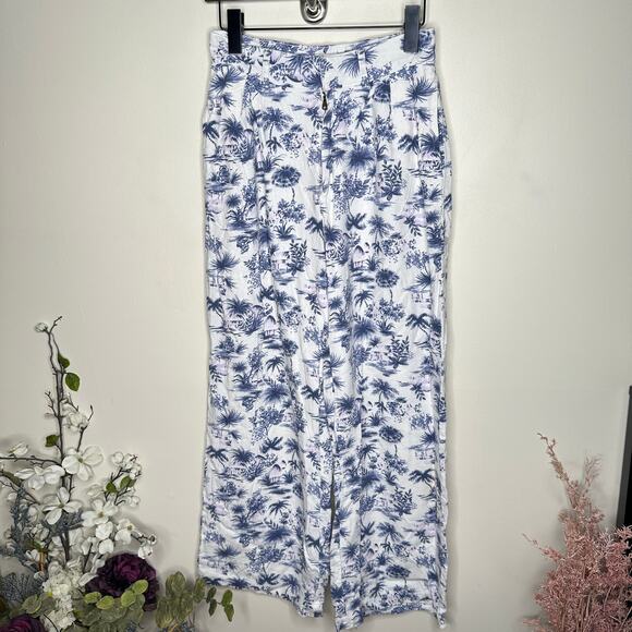 ABERCROMBIE & FITCH Tropical Palm Tailored Wide Leg Linen Pant Size S {3N1} - Picture 3 of 6